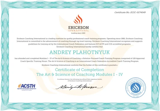 The Art & Science of Coaching, 128 ч — Erickson Coaching International, ICF